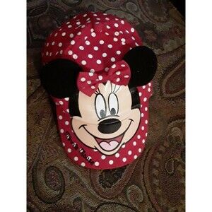 Walt Disney SZ 4-6X Minnie Mouse Polka Dot Hat With Plush Ears Youth Hat Cap